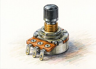 Wat is een potentiometer en hoe werkt dit onderdeel Potentiometer met draaiknop en drie aansluitingen, gebruikt om elektrische spanning of weerstand handmatig in te stellen.