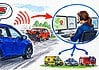 eCall en automatische noodoproepen in auto’s eCall noodoproepsysteem in moderne auto dat automatisch 112 belt na een ernstig verkeersongeval